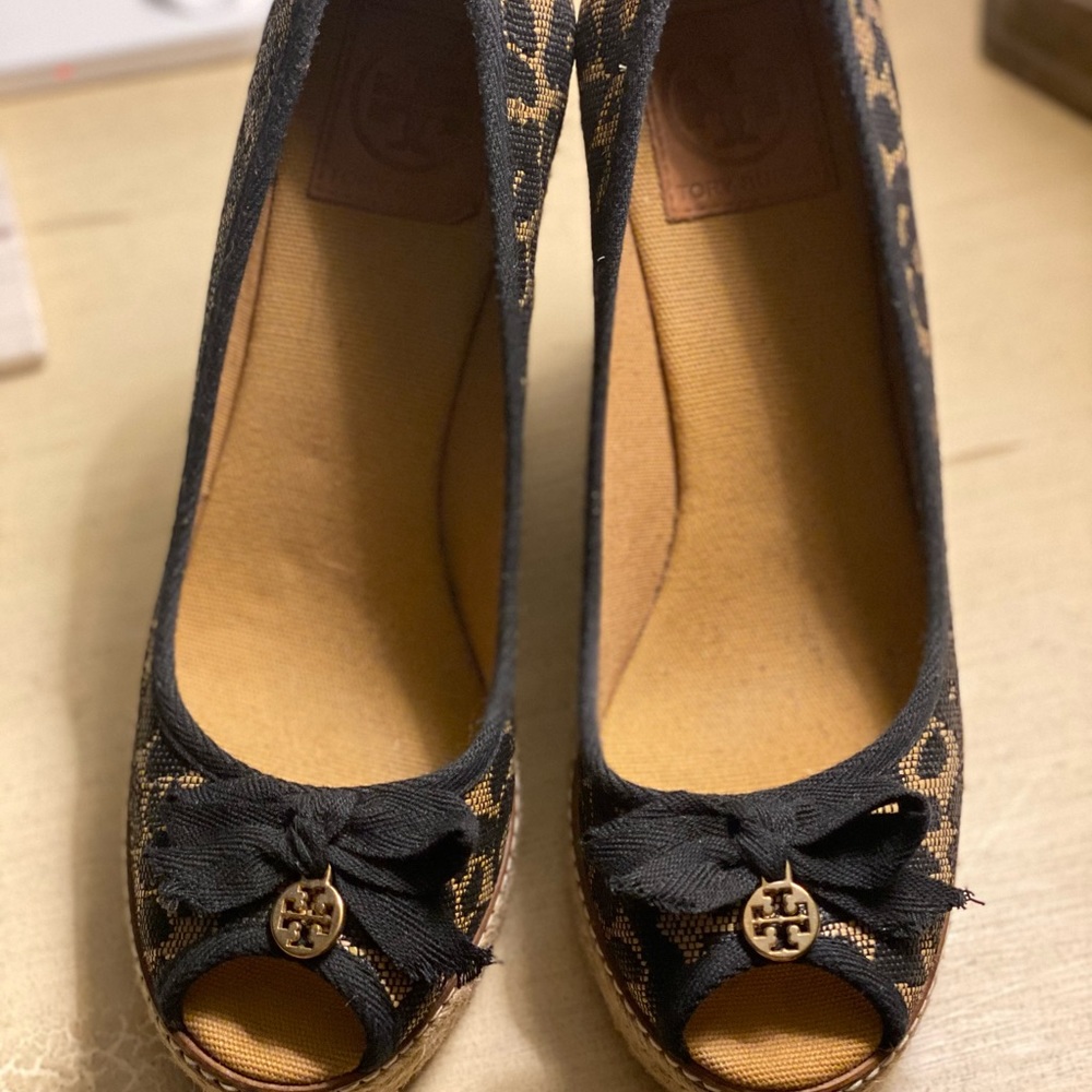 Tory Burch Jackie Peep Espadrille Wedges